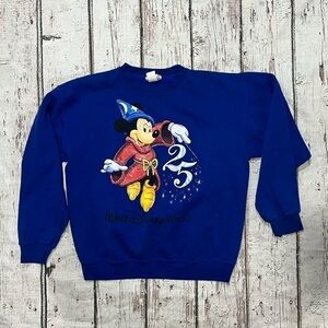 Vintage Mickey Mouse Disney World 25th Anniversary Blue 1990s Sweatshirt